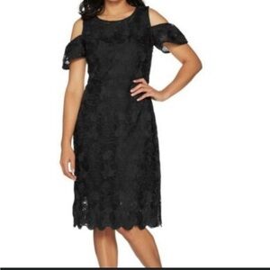 Isaac Mizrahi Black Floral Lace Dress size 14